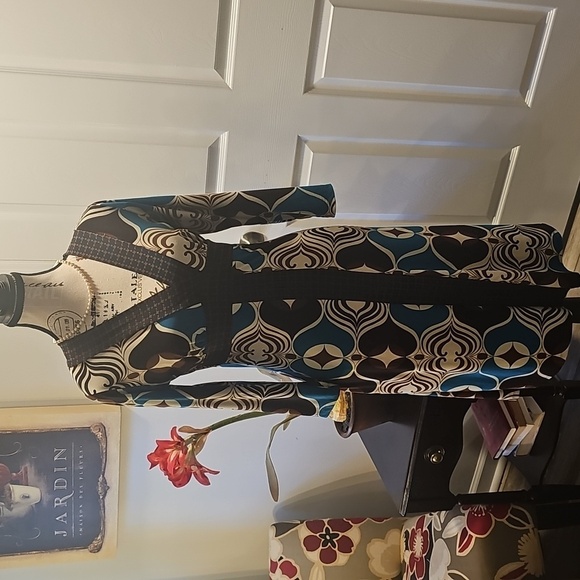 Enfocus Studio Brown and Blue Patterned Dress - Picture 1 of 12